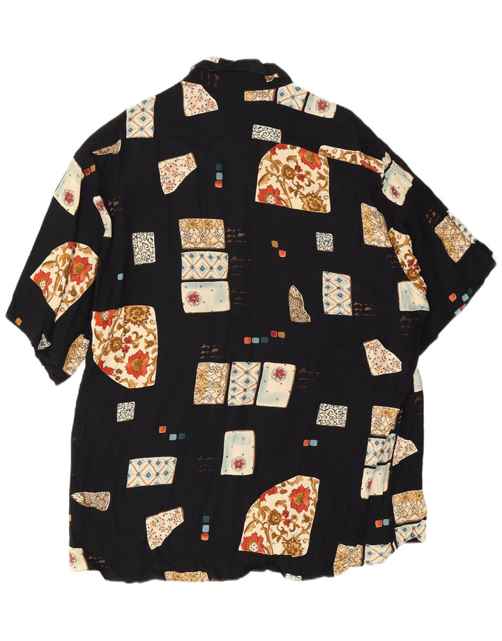 Cămașă vintage pentru bărbați cu mânecă scurtă 2XL negru mozaic