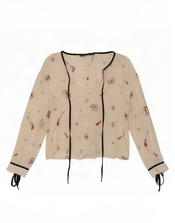 Bluză pentru femei Trafaluc cu model abstract Zara UK 12 Medium White