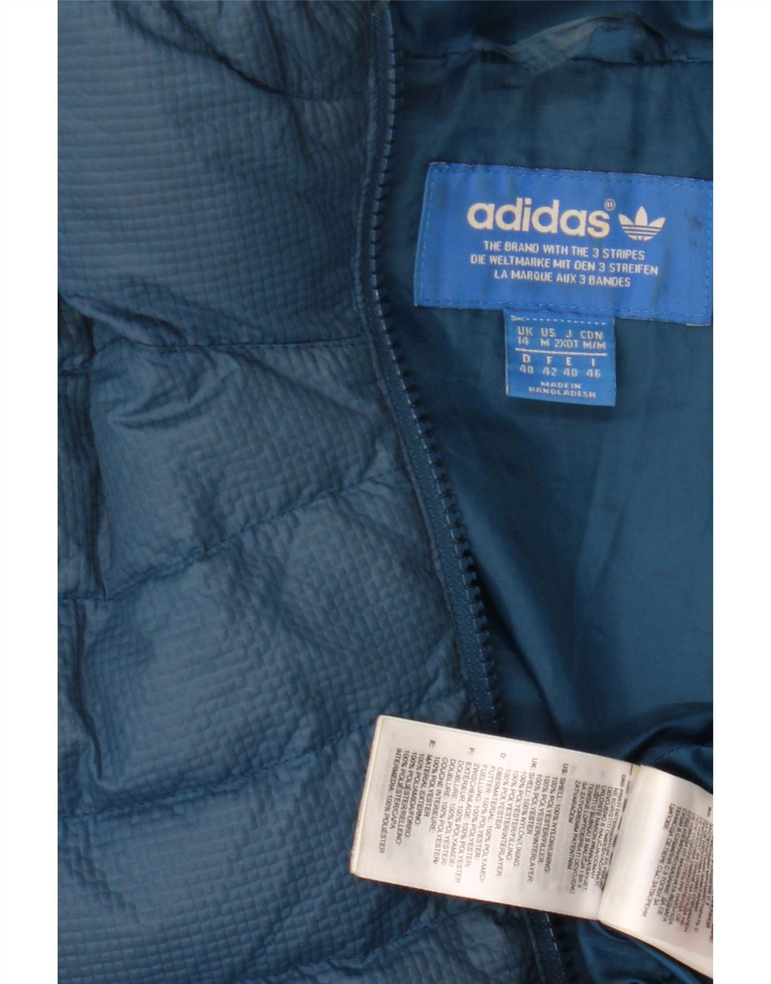 Jachetă căptușită cu glugă Adidas pentru femei UK 14 Medium Blue Nylon