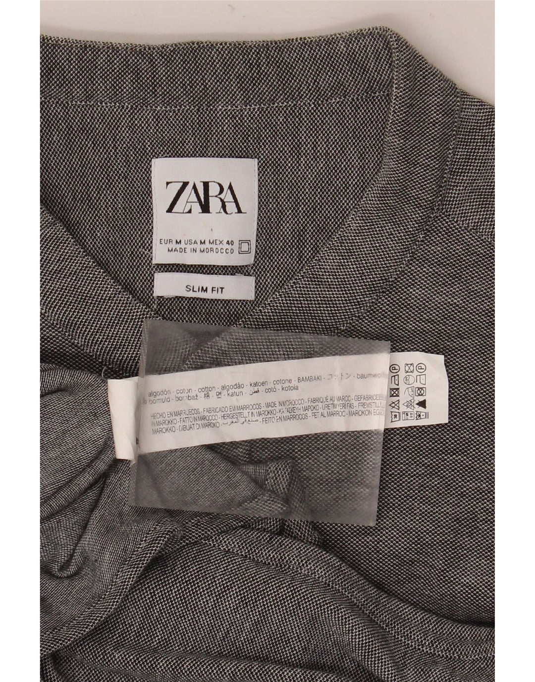 Cămașă pentru bărbați Zara Slim Fit Bumbac Gri mediu