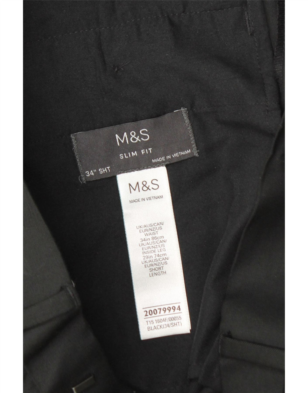 Marks & Spencer Pantaloni de costum slim pentru bărbați L34 L29 Poliester negru