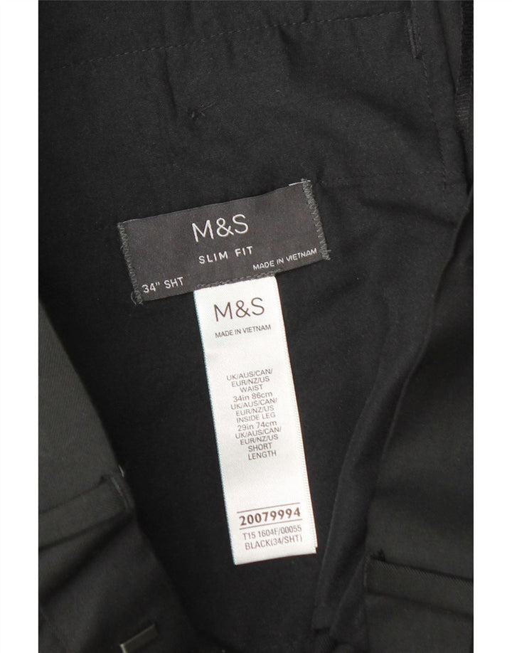 Marks & Spencer Pantaloni de costum slim pentru bărbați L34 L29 Poliester negru