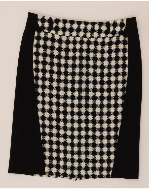 Fusta dreaptă pentru femei vintage UK 16 mare W34 negru geometric acrilic