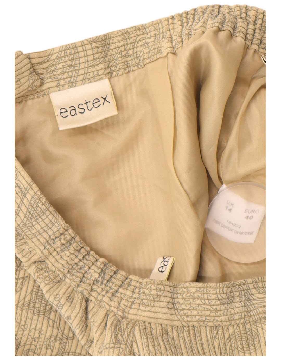 Fusta dreaptă din velur pentru femei EASTEX UK 14 Medium Bej Poliester floral