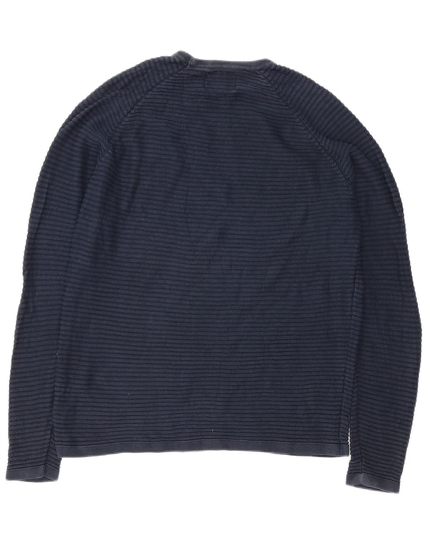 Pulover Jack & Jones pentru bărbați, cu gât crew, 2XL, bumbac cu dungi, albastru bleumarin