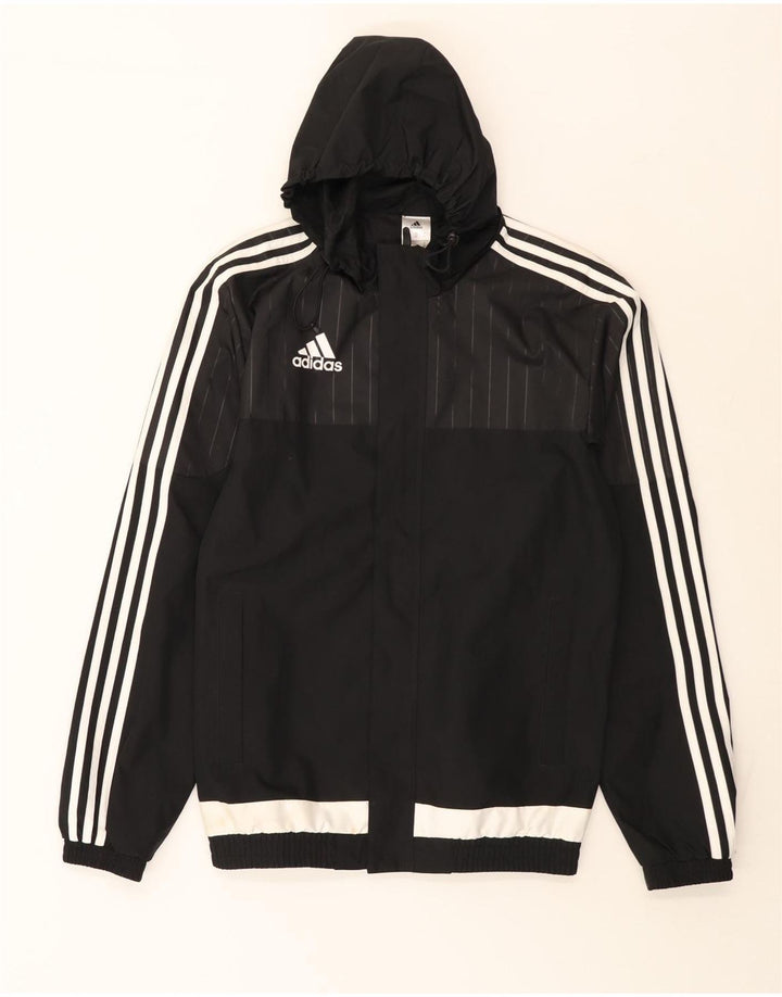 Jachetă de trening pentru bărbați Adidas cu glugă XS poliester negru