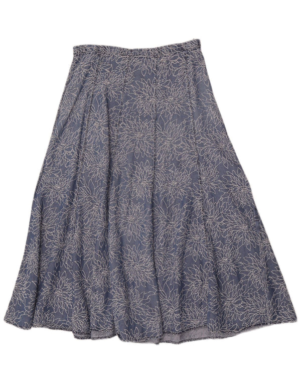 Fusta evazată din denim pentru femei Marks & Spencer W28 Medium Blue Floral