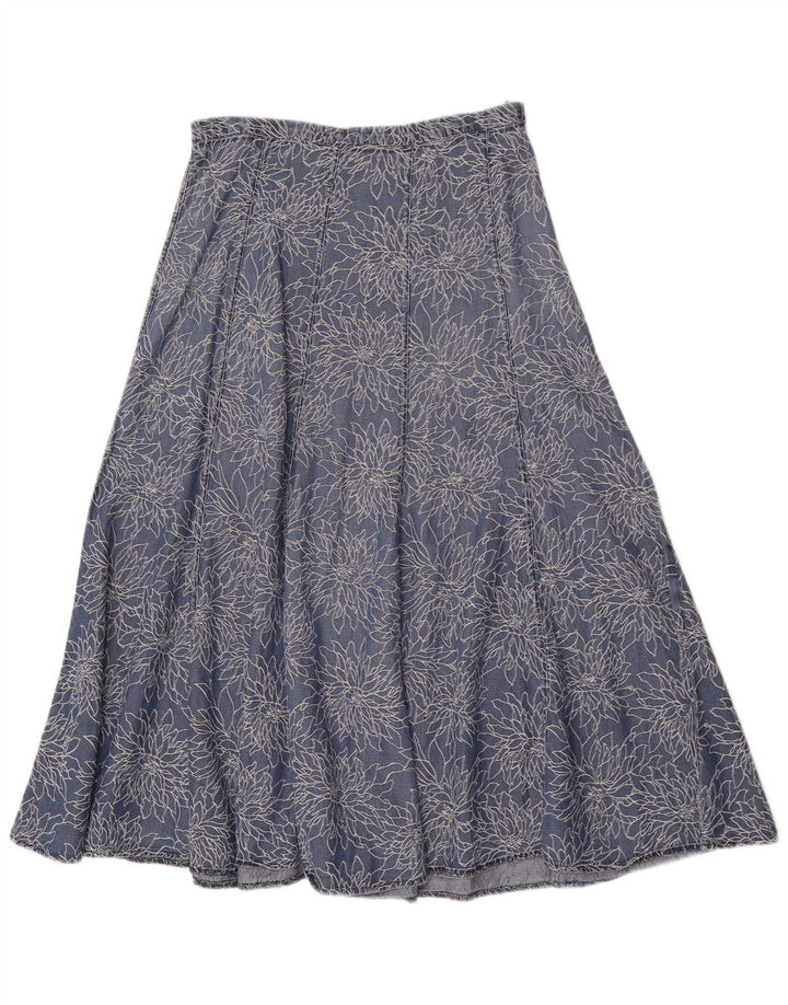 Fusta evazată din denim pentru femei Marks & Spencer W28 Medium Blue Floral
