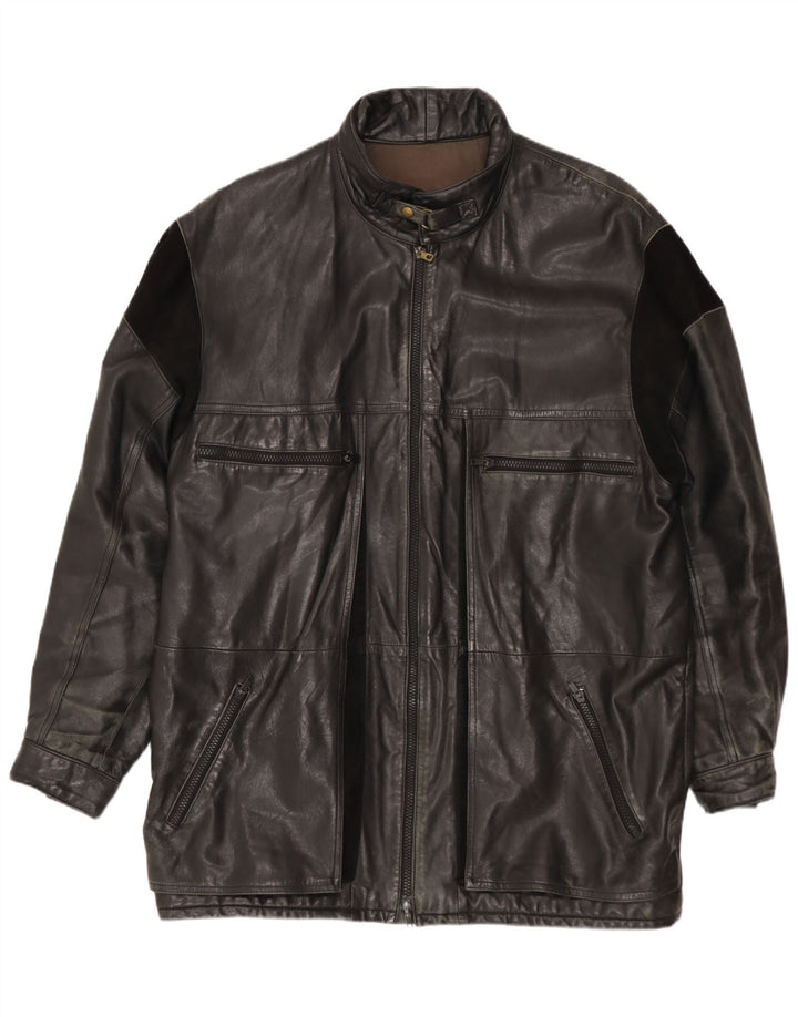 Jachetă de piele vintage pentru bărbați UK 40 Large Black