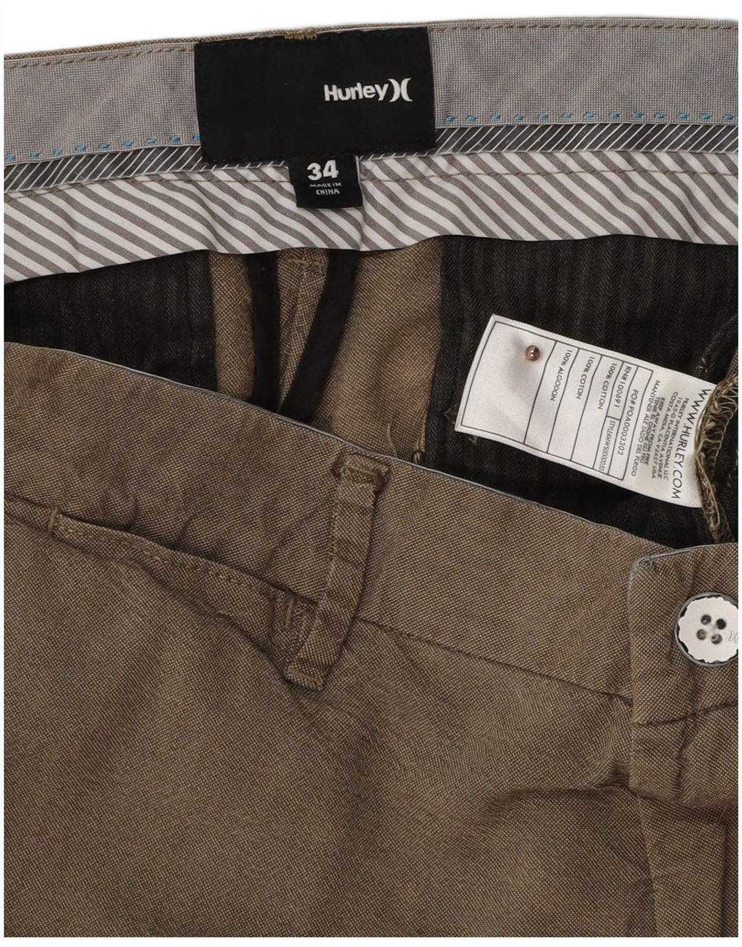 Pantaloni scurți chino pentru bărbați HURLEY W34 mare, bej, bumbac