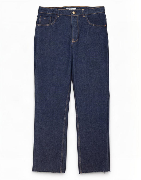 Blugi drepti pentru femei Zara EU 44 XL W34 L28 Bumbac bleumarin