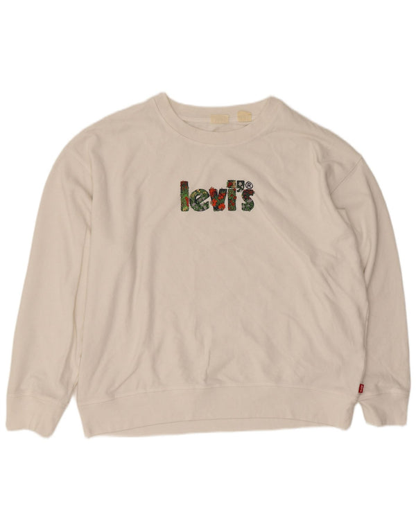 Pulover Levi's cu grafic pentru femei UK 18 XL Bumbac alb