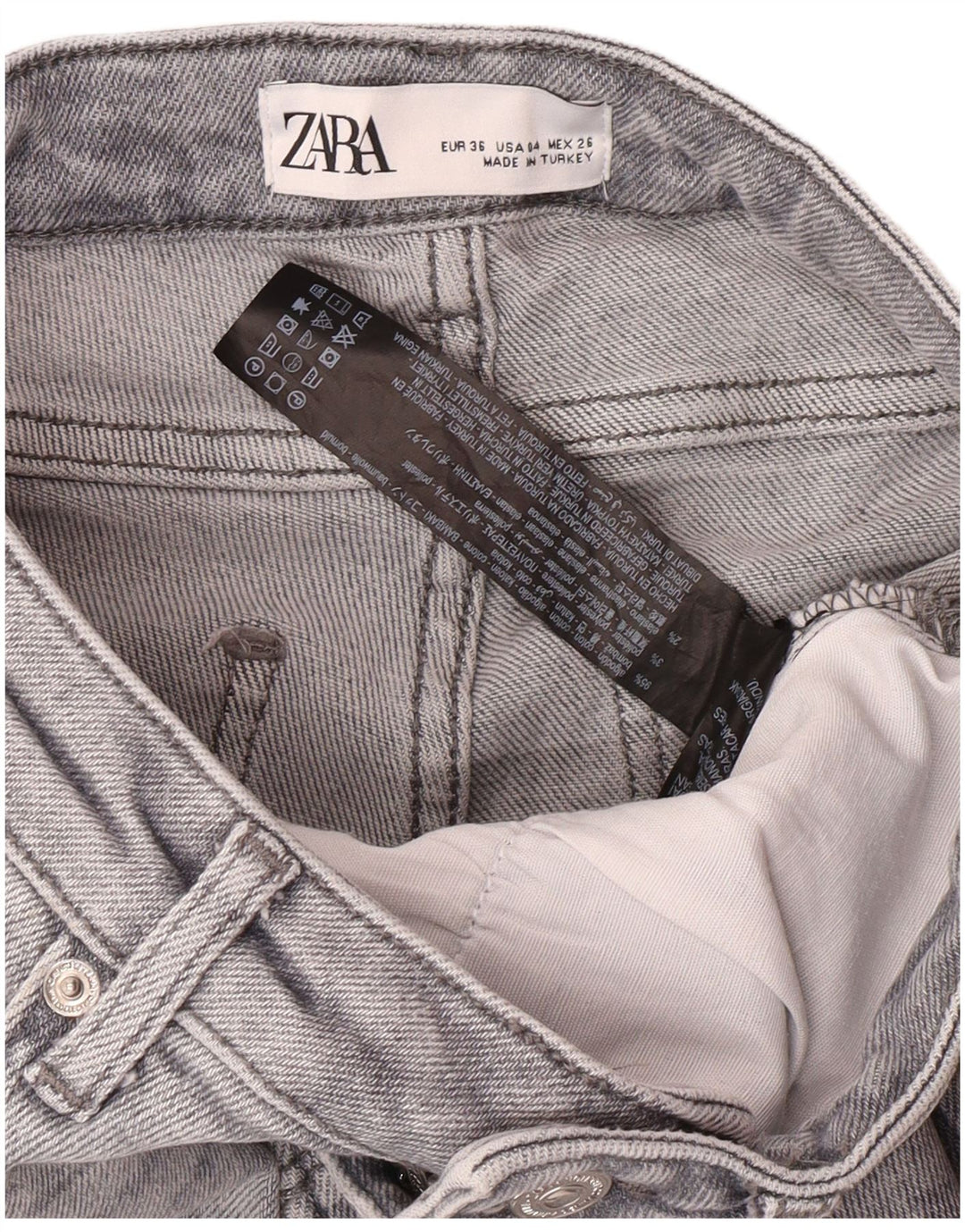 Blugi skinny dama Zara EU 36 XS W26 L28 Gri Bumbac Modern