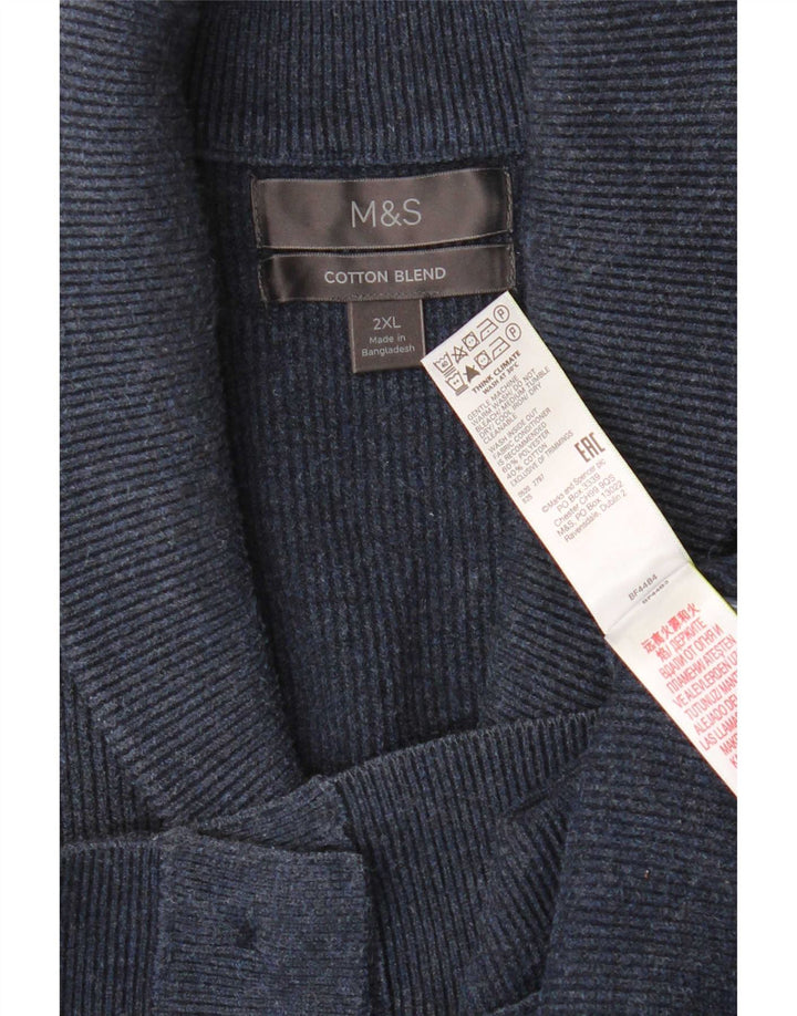 Pulover cardigan pentru bărbați Marks & Spencer, poliester bleumarin 2XL