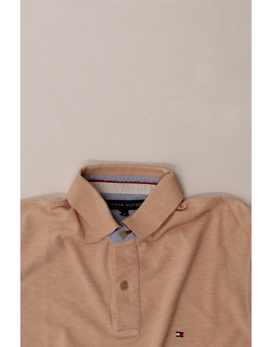 TOMMY HILFIGER Mens Polo Shirt Medium Beige Cotton Vintage Tommy Hilfiger and Second-Hand Tommy Hilfiger from Messina Hembry 