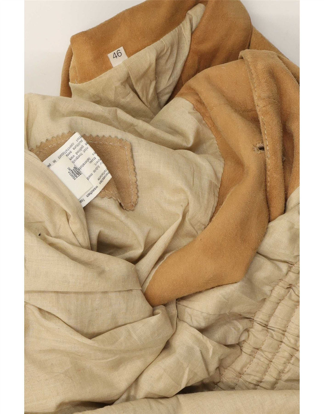 Jachetă vintage de piele intoarsa pentru femei IT 46 mare, bej