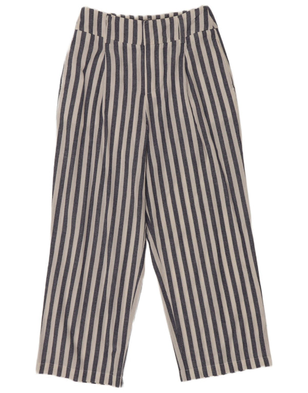 Pantaloni tăiați pentru femei Zara cu talie înaltă XS L24 L24 bleumarin cu dungi