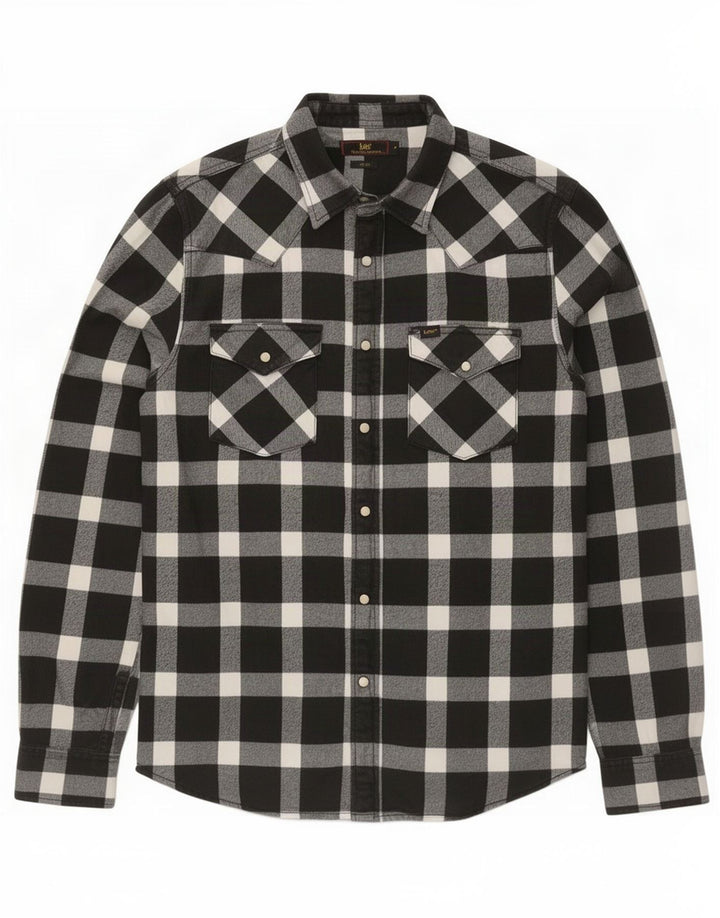 Cămașă Lee pentru bărbați, slim fit, din flanel, bumbac cu carouri negru mediu