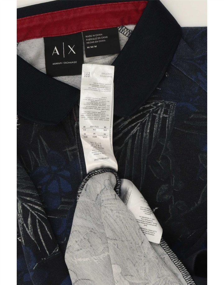 Cămașă polo Armani Exchange pentru bărbați, bumbac floral, albastru mediu