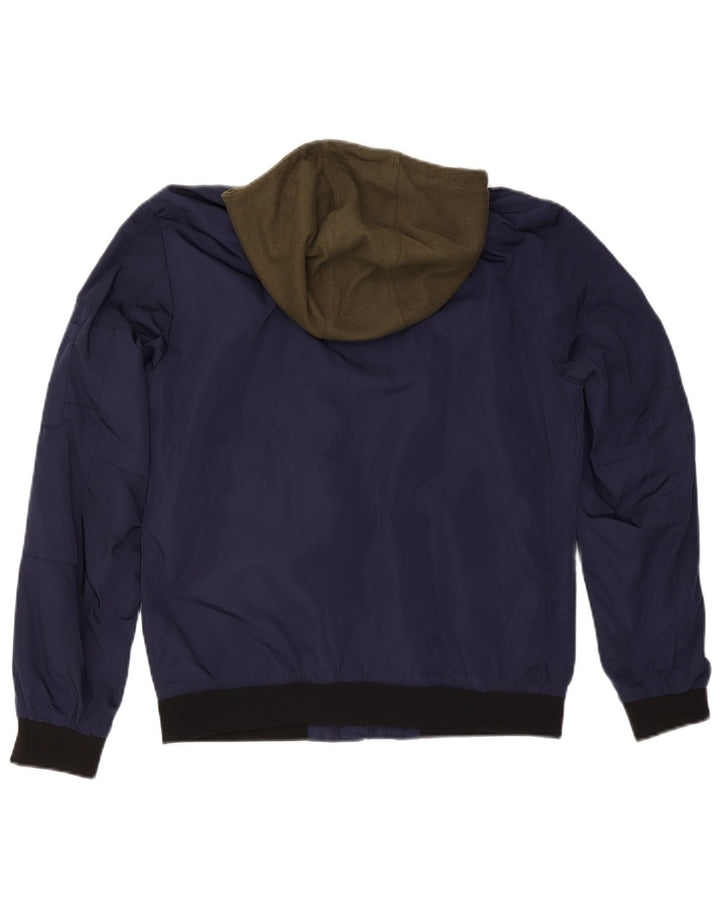 Bomber pentru bărbați Zara, cu glugă, UK 40, mare, bleumarin, poliester color bloc