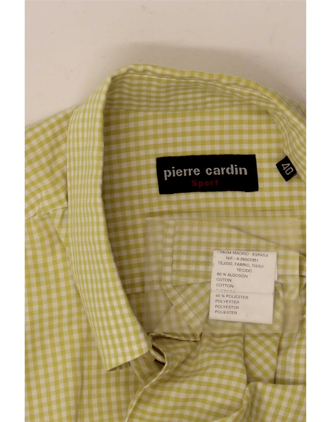 Cămașă cu mânecă scurtă pentru bărbați Pierre Cardin Mărimea 40 Bumbac Vichy galben mediu