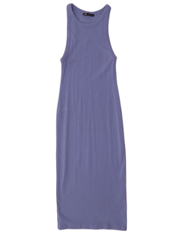 Rochie bodycon fără mâneci pentru femei Zara UK 12 bumbac violet mediu