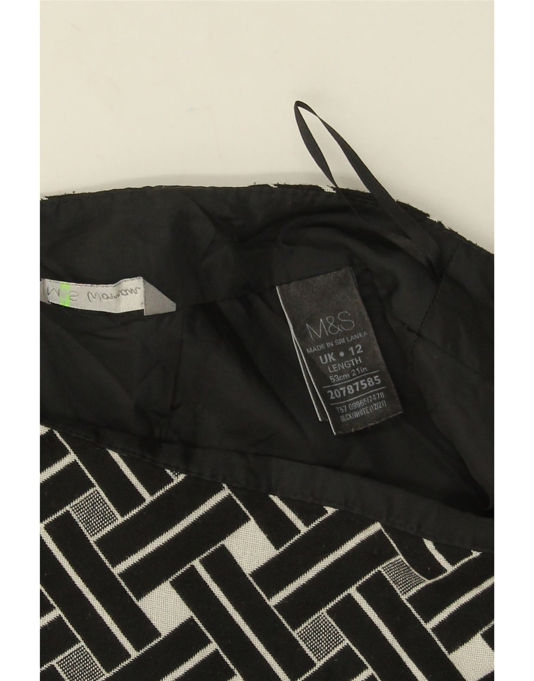 Fusta dreaptă pentru femei Marks & Spencer UK 12 Medium W32 Negru Geometric