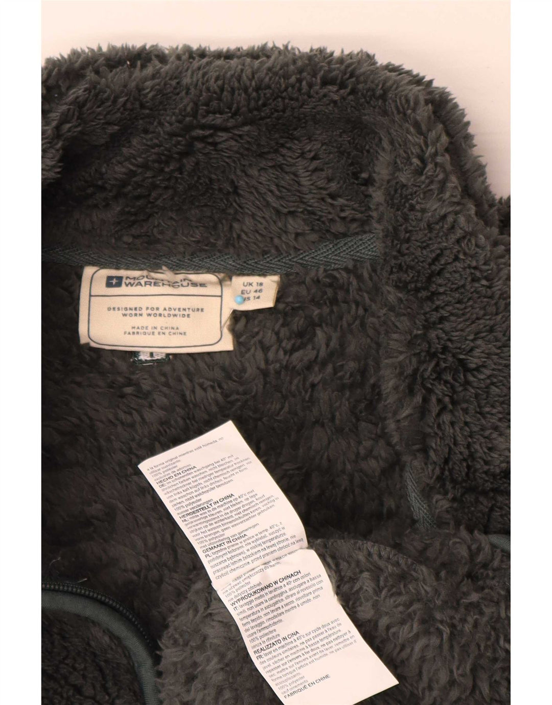 Pulover din lână pentru femei Mountain Warehouse, cu fermoar și gât, UK 18 XL, poliester gri