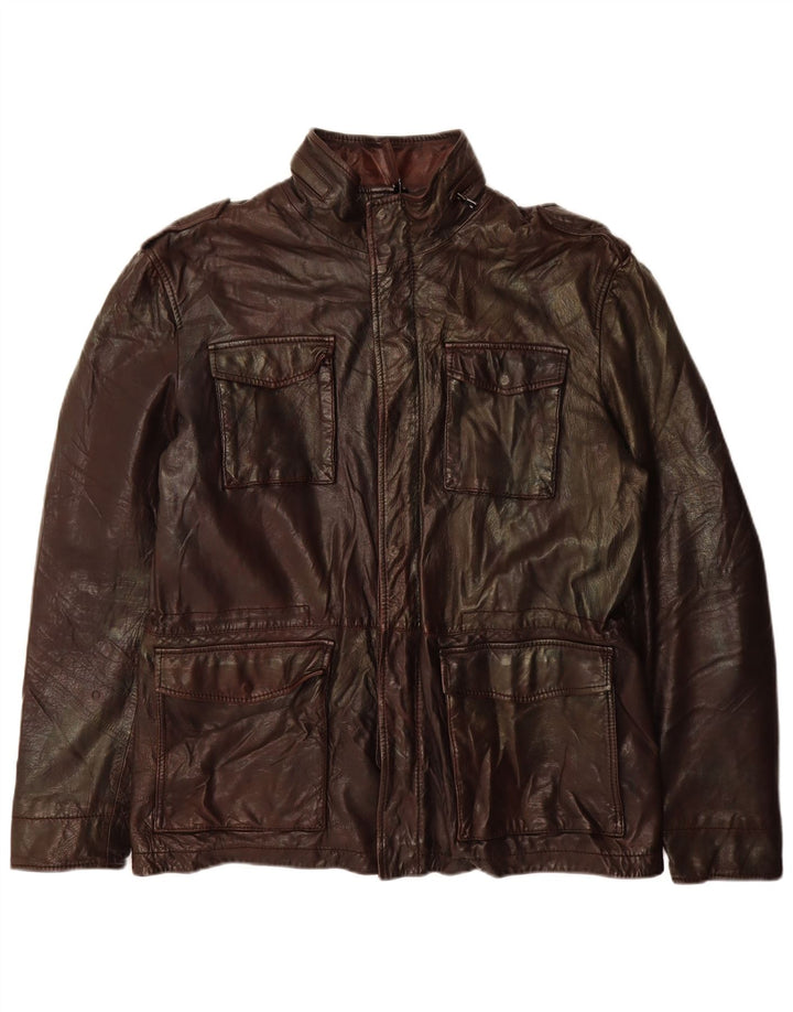 Jachetă din piele vintage pentru bărbați IT 54 2XL din piele maro