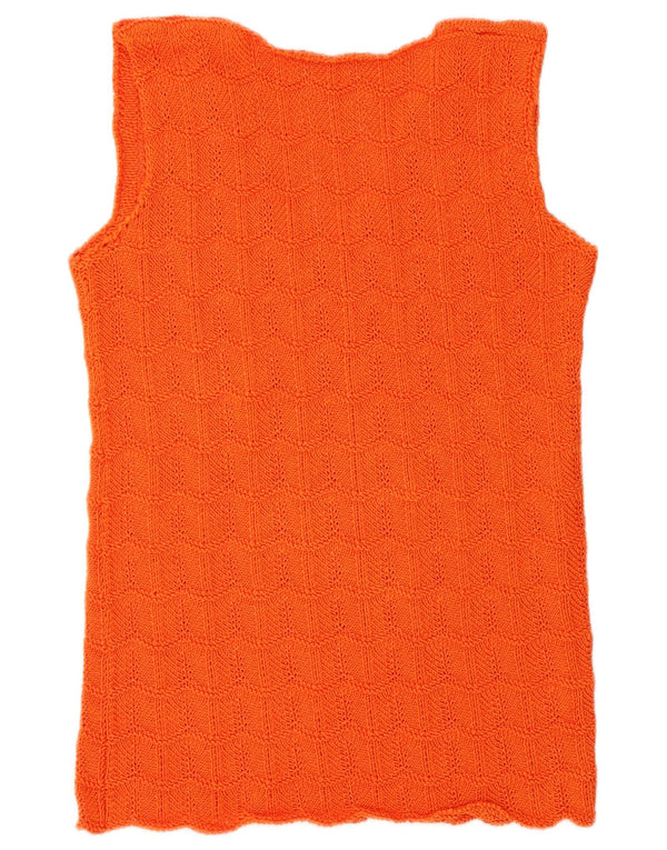 Vintage Womens Vest Tank Top UK 14 Medium Orange