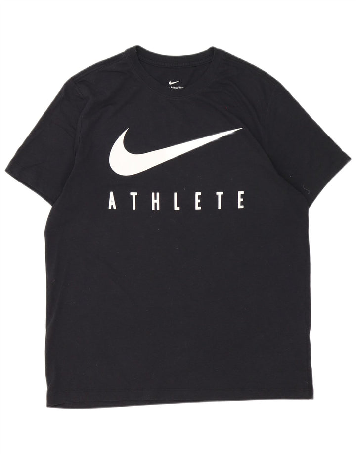 Tricou grafic Nike Dri Fit pentru bărbați Top mare din poliester negru