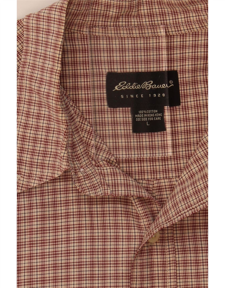 Cămașă cu mânecă scurtă pentru bărbați EDDIE BAUER, bumbac cu carouri maro mari