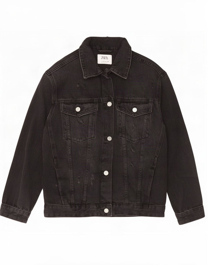 Jachetă Zara Fete Denim 13-14 Ani Negru
