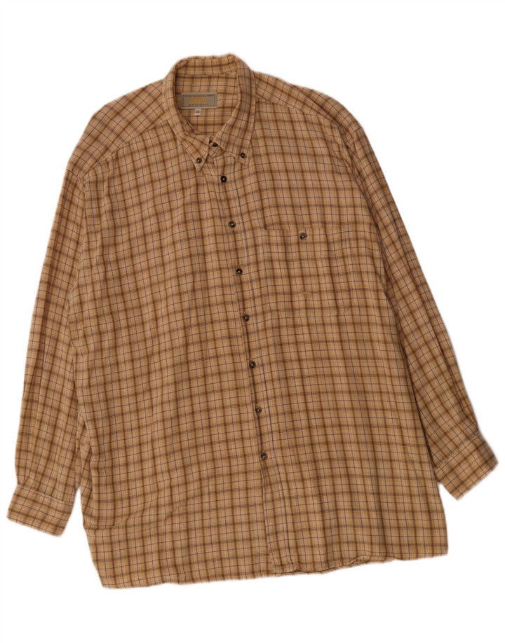 Cămașă de flanel pentru bărbați Camel 2XL, bej, bumbac cu carouri