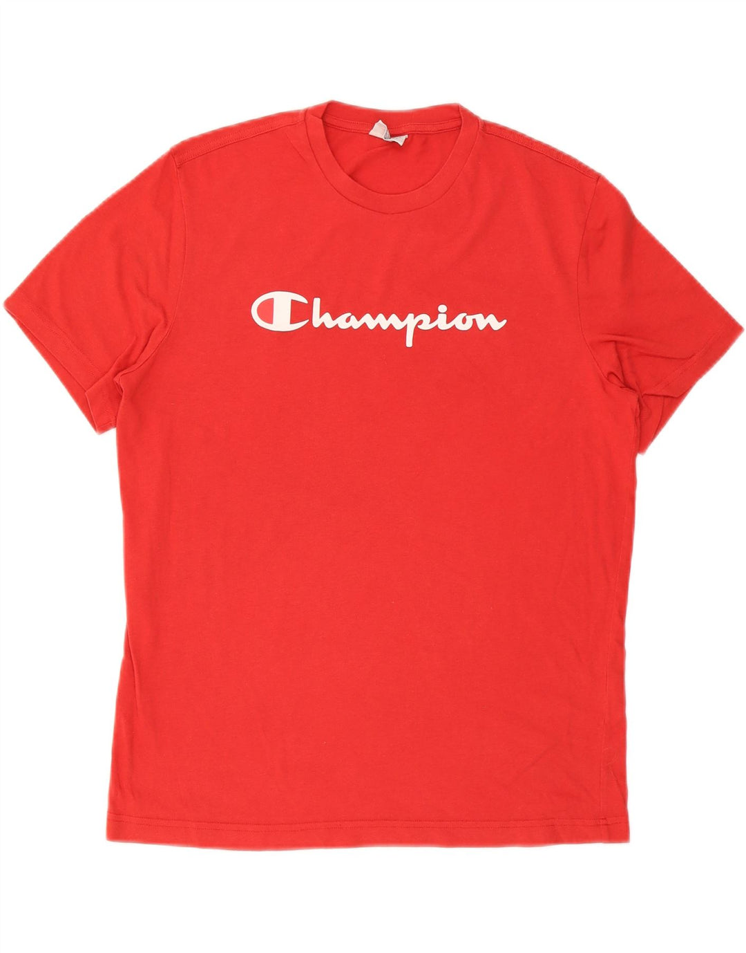 CHAMPION Mens Graphic T-Shirt Top Large Red Cotton