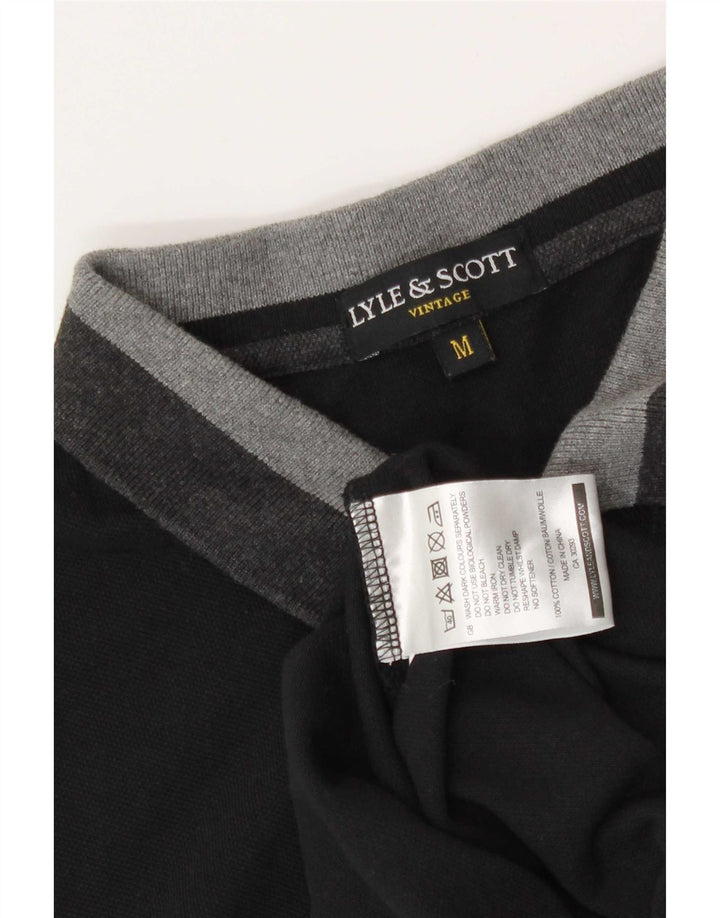 Tricou polo Lyle & Scott pentru bărbați, bumbac negru mediu, bloc de culoare