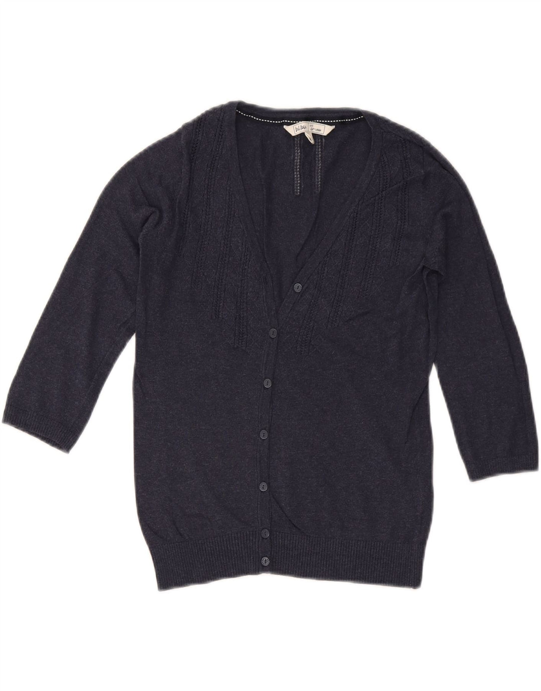 Pulover cardigan pentru femei FAT FACE cu mâneci 3/4 UK 8 mic bumbac bleumarin