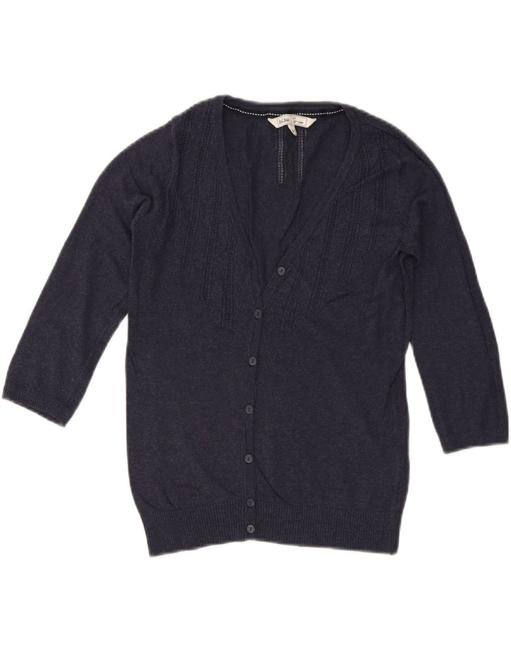 Pulover cardigan pentru femei FAT FACE cu mâneci 3/4 UK 8 mic bumbac bleumarin