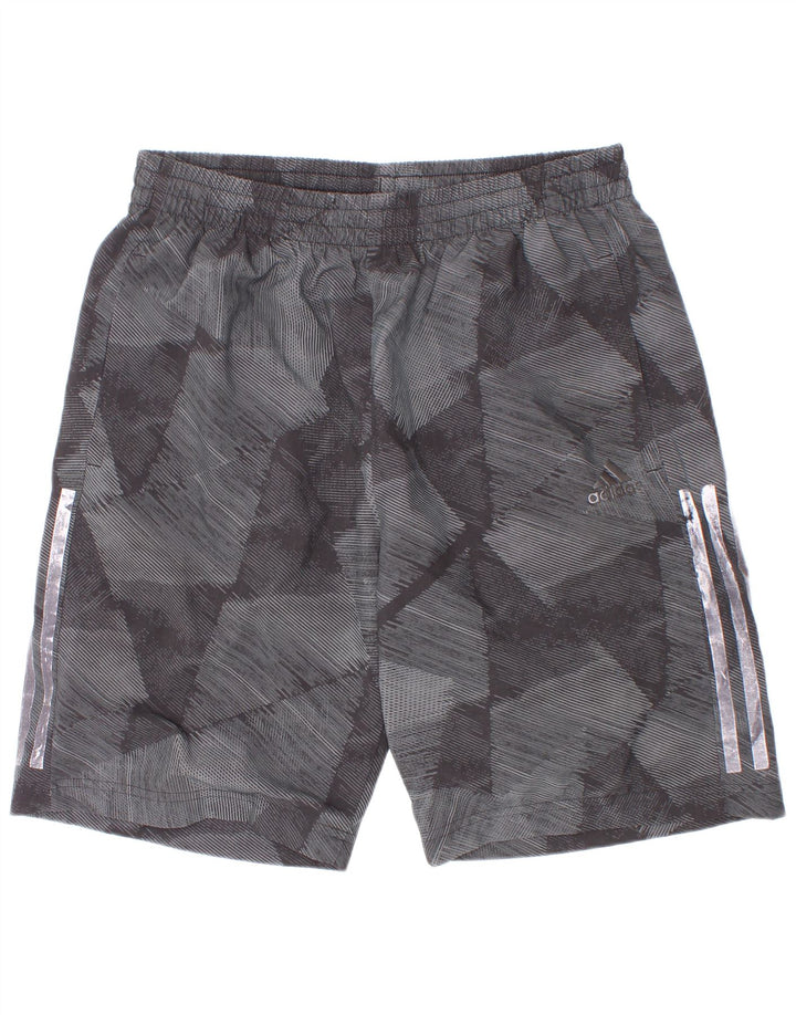 Pantaloni scurți sport adidas Climalite pentru băieți 13-14 ani poliester geometric gri