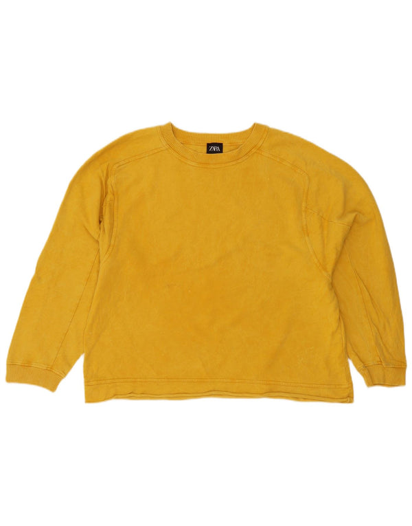 Pulover supradimensionat pentru femei Zara UK 10 Bumbac galben mic