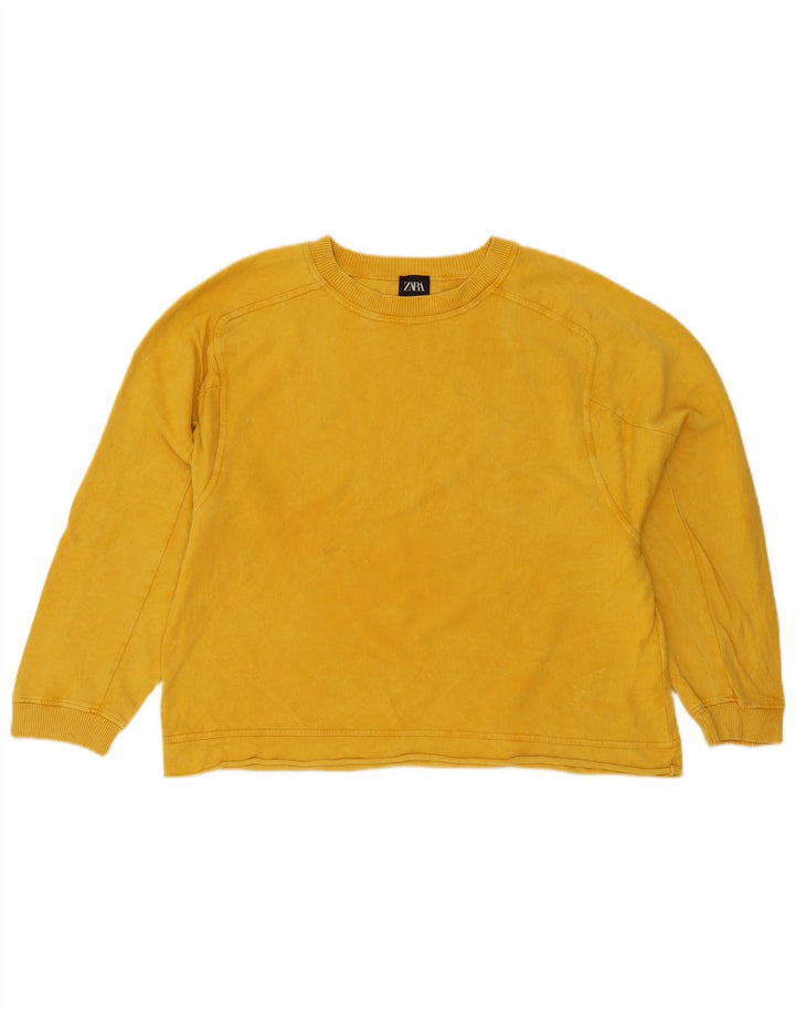 Pulover supradimensionat pentru femei Zara UK 10 Bumbac galben mic