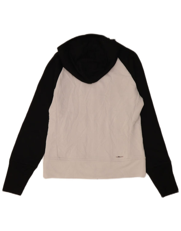 Pulover cu capota cu fermoar Adidas pentru femei UK 10, mic, alb, poliester color bloc