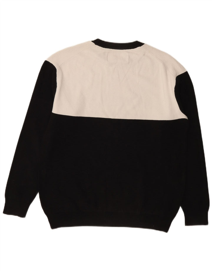 Calvin Klein Jeans Pulover grafic pentru bărbați, mare, negru, bloc de culoare