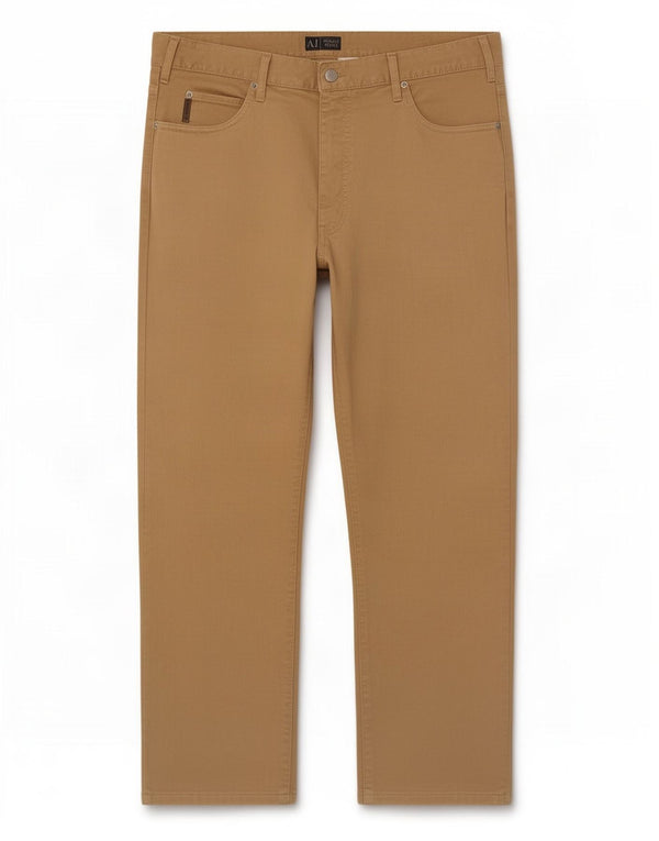 Armani Pantaloni Drepți Casual Bărbați L38 L28 Maro Bumbac