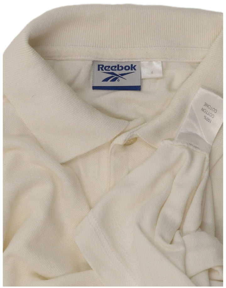 REEBOK Mens Tall Polo Shirt Medium White Cotton