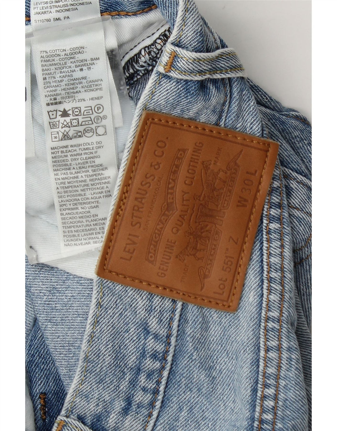 Blugi drepti pentru bărbați Levi's 551 W30 L27 Bumbac albastru
