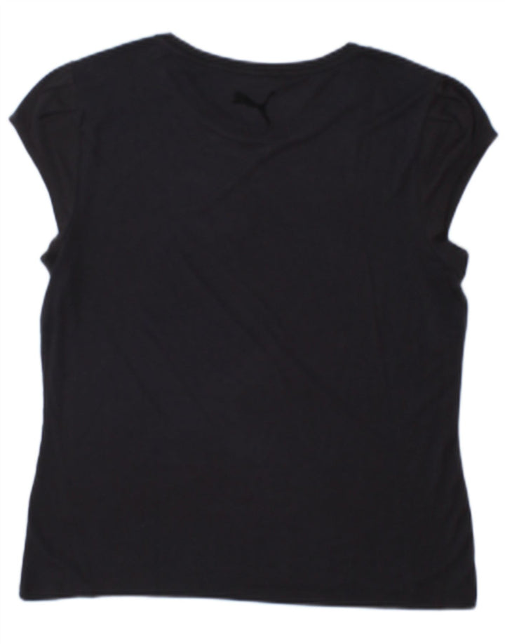 Puma Womens See Through Top UK 12 Medium Bleumarin Geometric Viscose