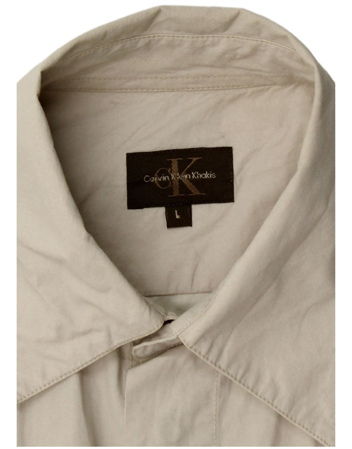 Cămașă pentru bărbați Calvin Klein, mare, bej, bumbac