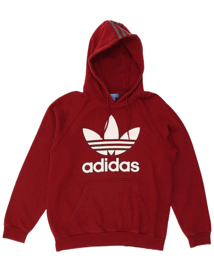 Pulover cu glugă cu grafic pentru bărbați Adidas, bumbac maro mediu
