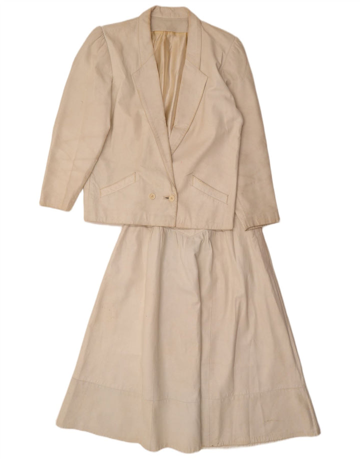 Set de fuste din piele vintage pentru femei din 2 piese UK 12 Medium W26 Off White